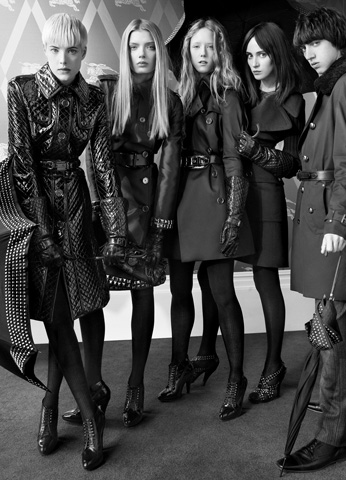     Burberry Prorsum. Models: Agyness Deyn, Georgia Frost, Kiera Gormley, Lily Donaldson, Morwenna Lytton Cobbold